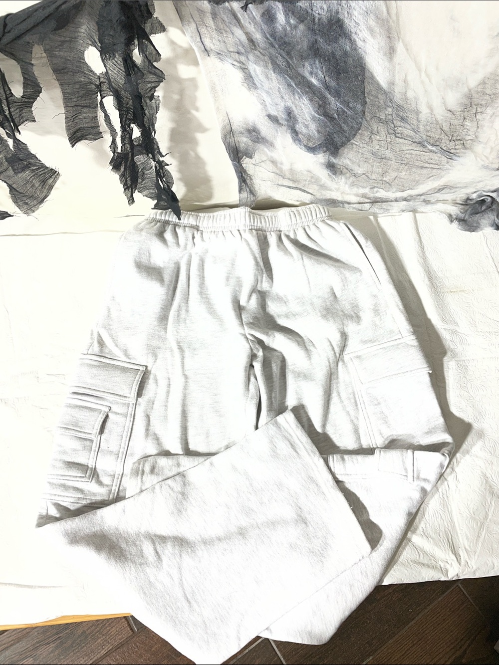 Garage White Women s Cargo Sweatpants with Pockets